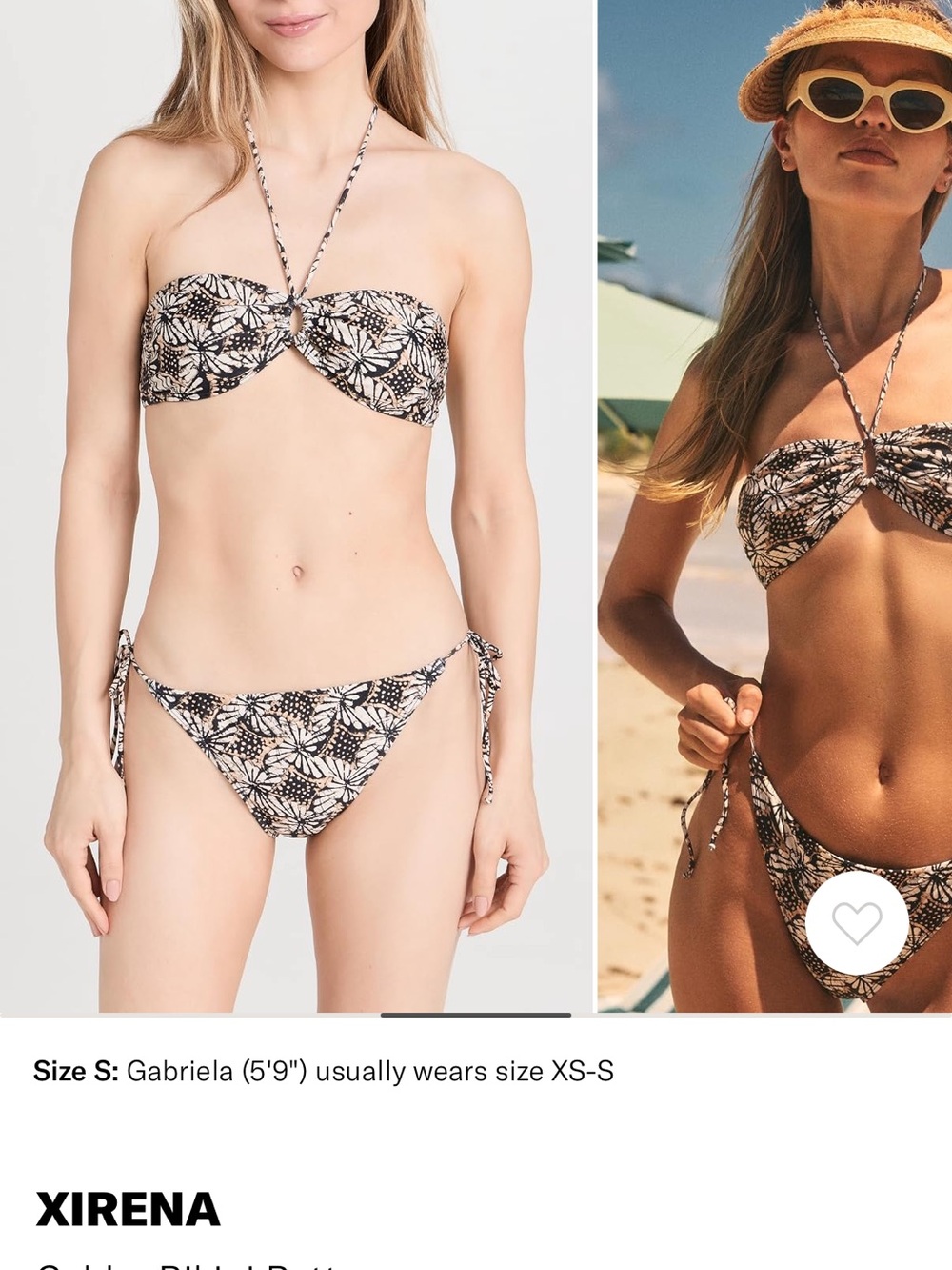 XiRENA Black & White Floral Halter Bandeau Bikini